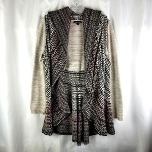 Dor Dor Couture Boho Ombre Open Front Drapey Waterfall Cardigan Sweater Large